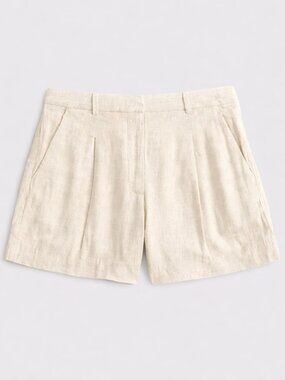 Abercrombie & Fitch Women's Linen-Blend High Rise Tailored Shorts Size 14 Preppy
